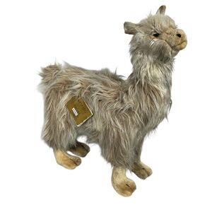 Vintage NWT Hansa Toy Tan Gray Llama 18 Inch Plush Stuffed Toy
